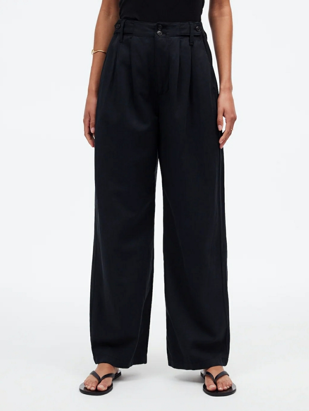 Madewell The Harlow Wide Leg Pant In Drapey Twill Black